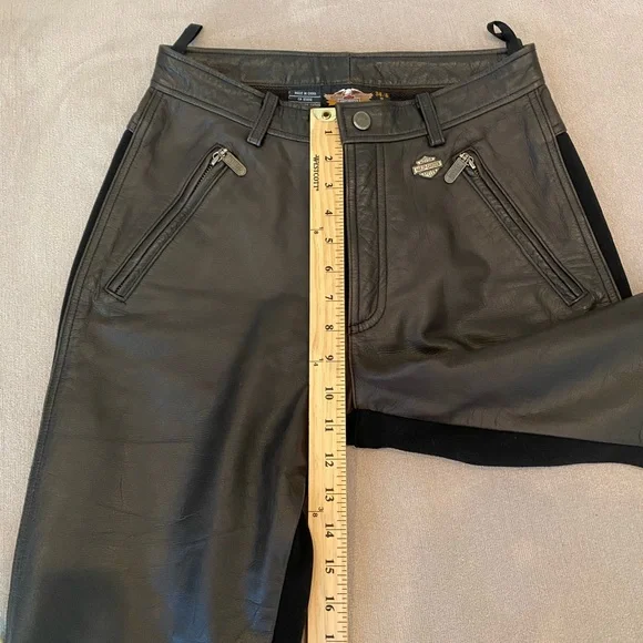 Harley-Davidson Black Leather Pants with Stretch Back Side - Picture 7 of 7